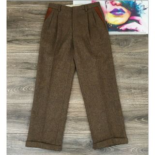 Vintage Orvis Men’s Pants Trousers Herringbone Tweed Wool Leather Trim Sze 32R 2