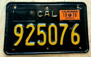 1963 1970 California Black Motorcycle Cycle License Plate " 925076 " Ca 63