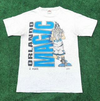 Nba Vintage Nutmeg Mills Orlando Magic T - Shirt Made In Usa Wizard Rare Og Lrg
