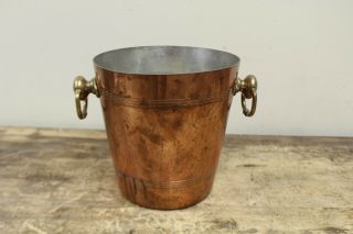 Vintage French Copper Ice Bucket With Handles