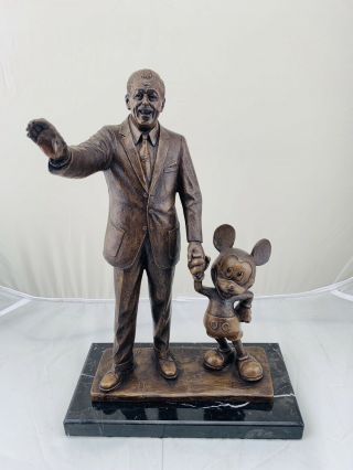 Rare Blaine Gibson Walt Disney & Mickey Mouse Cold Cast Bronze Partners Statue