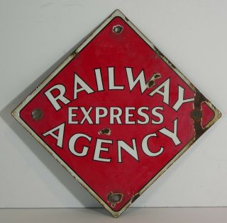 1920s Railway Express Agency Enamel Porcelain Advertising Sign
