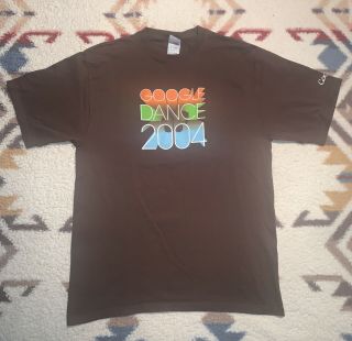 Vintage Google Dance 2004 Logo Spell Out T Shirt Brown Large Rare Fotl