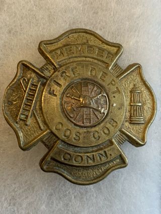 Obsolete Member Cos Cob Connecticut Fire Department Hat Pin Badge