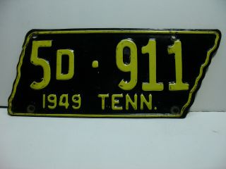 1949 Tennessee State License Plate 5d - 911 Vintage 3291