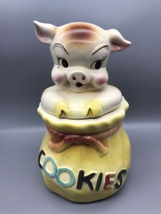 Vintage Pig In A Poke Cookie Jar American Bisque Usa Bag Pouch Sack
