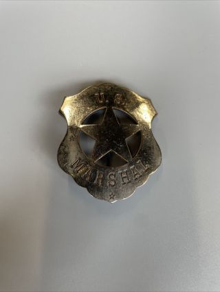 Vintage Antique Us Marshal Badge Patina Clasp Heavy Star United States