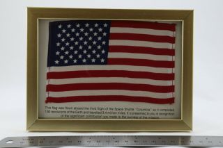 American Flag Flown In Space Sts/columbia With Certificate & Frame