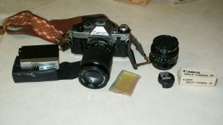 Vintage Canon Ae - 1 Program 35mm Slr Camera With Vivitar 52mm And 70 - 210mm More