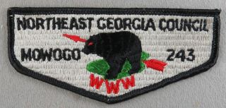 Oa Mowogo Lodge 243 S5 Flap Blk Bdr.  Northeast Georgia Council (glue On Back) [