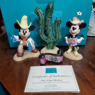 Wdcc Two - Gun Mickey 2004 Limited Edition Special Commission Colorized Set Wdac