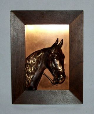 Metal Corp.  Of America Vintage Framed 3 - D Copper Horse Head,  Great Detail
