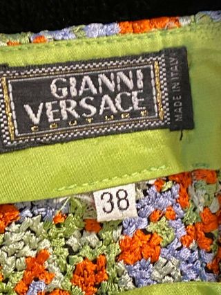 Versace Couture Multi Color Orange/ Green Rare Fabric Pants Sz.  38 Vintage
