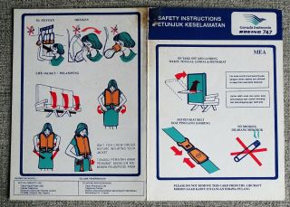 Garuda Indonesia (MEA aircraft) Boeing 747 Airline Safety Card 3