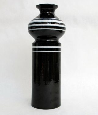 Vintage Mcm Pottery Vase Rosenthal Netter Black White Raymor Bitossi Aldo Londi