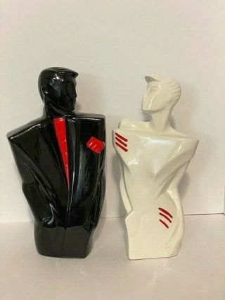 Vintage Art Deco Lindsey B Sculpture Couple 80 " S Modernist Figurine Bust