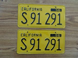 1956 California Commercial Truck License Plates Pair – Dmv Clear Set – S 91 291
