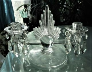 2 Vintage Art Deco Fostoria Crystal Flame Candelabras - 1930 