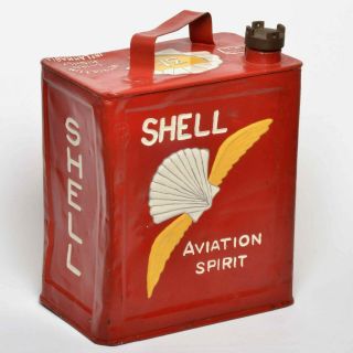 Vintage 1938 Shell Aviation Spirit 2gallon Petrol Can &brasscap Man Cave