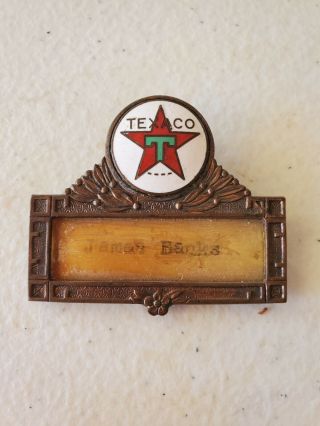 Vintage Texaco Service Station Name Badge Pin Hat Pin