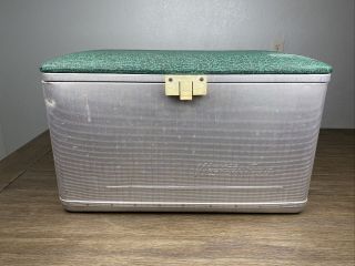 Vintage 1950s Wards Westernfield Aluminum Cooler Seat W/ Tray