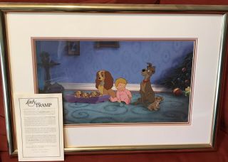 Disney " Lady And The Tramp " Cel Hand Painted Le 500 Framed