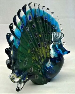 Art Glass Peacock Bird Figure Or Paperweight - Juliana Objets D 