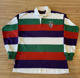 Vintage 1990’s Afl Fremantle Docker’s Sekem Long Sleeve Collared Striped Shirt