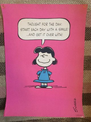 Vintage 1950s Peanuts Schulz Charlie Brown Lucy Van Pelt Motivational Poster