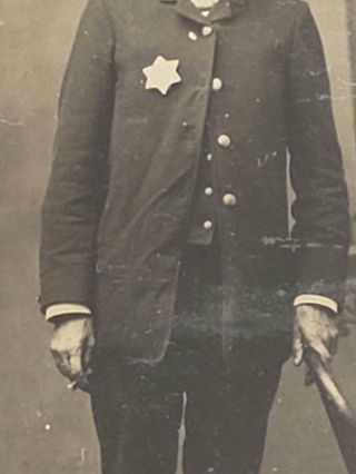 Antique Tintype Photo Sheriff or Police Man Star Badge Bowler Hat Smoking Cigar 3