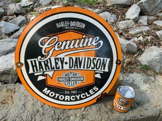 " Harley Davidson " Heavy Porcelain Dealer Sign (12 " Inch) Great Sign
