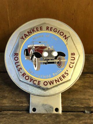 Vintage Rolls Royce Owners Club Yankee Region Auto License Plate Topper Emblem