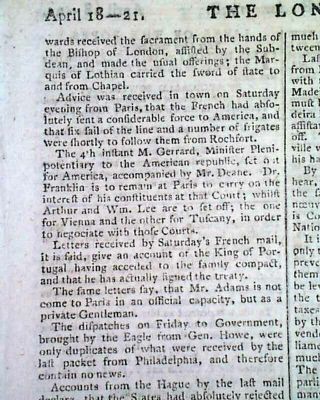 Revolutionary War Era Enemy London Chronicle England Old 1778 Newspaper