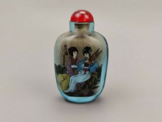 Old Chinese Sniff Bottle Hand Painted From The Inside