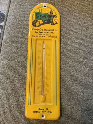 Vintage John Deere Farm Equipment Thermometer Orange City Iowa