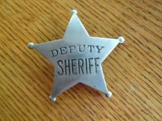 Vintage Authentic Deputy Sheriff Star Badge Circa 1920 - 1930s Silver Color