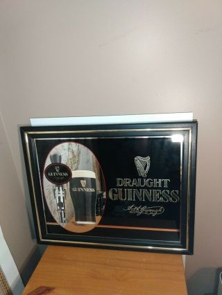 Vintage Guinness Gold Beer Framed Sign Mirror Bar Sign Man Cave 19 " X24 "