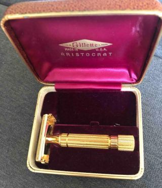 Old Vintage Gillette Gold Aristocrat Safety Razor A Beauty