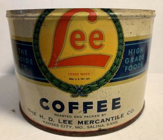 Vtg H D Lee Mercantile Coffee Tin Hd Kansas