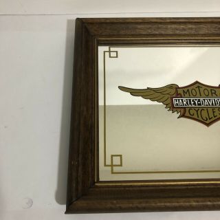 Vintage Harley Davidson Wall Mirror Bar And Shield With Wings 2