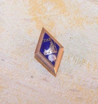 Vintage Sigma Alpha Epsilon Fraternity 10k Gold Member Pin / Badge Sae Old