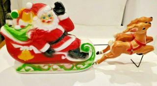 Vintage 1970 Empire Santa Sleigh And 2 Reindeer Tabletop 24 " Lighted Blow Mold
