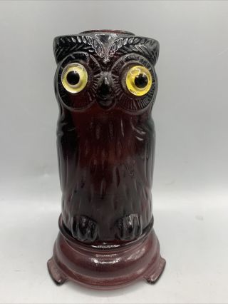 Vintage Purple Glass Owl Fairy Lamp Votive Candle Holder