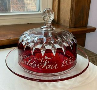 Chicago 1893 Columbian Exposition Rub Glass Butter Dish