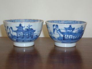 A Chinese Blue & White Porcelain Tea Bowls,  Circa 1780.
