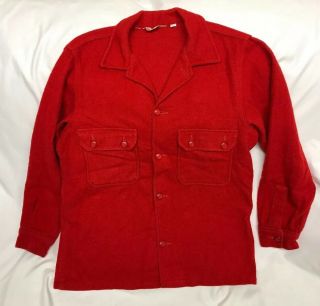 Vintage Boy Scouts Of America Official Red Wool Jacket Shirt Mens 44