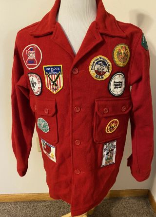 Vintage Boy Scouts Of America Official Red Wool Jacket 30 Patches Size 40