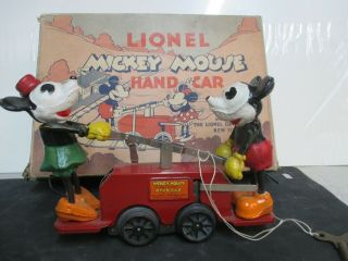 Ex Disney 1934 Lionel Mickey Mouse Hand Car W/box & Key