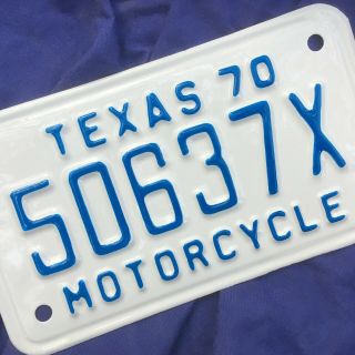 1970 70 Texas Motorcycle License Plate Professionally Restored 50637x