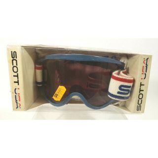 Vintage Retro Scott Usa Motocross Motorcycle Goggles Red White Blue Strap